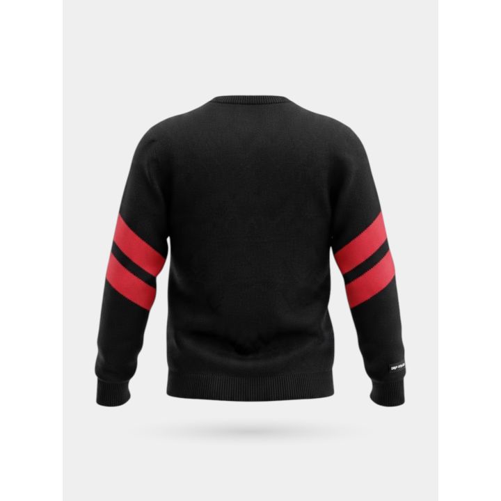 Maglia DS2 ragazzo nera con stella rossa e righe sulle maniche, retro