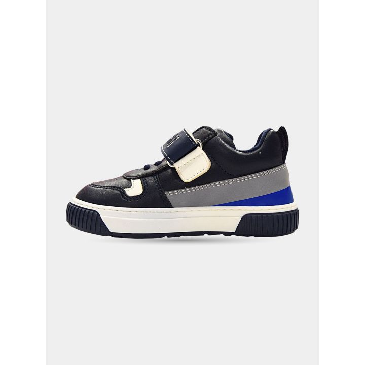Sneaker Bikkembergs blu vista dal lato interno con fascia grigia