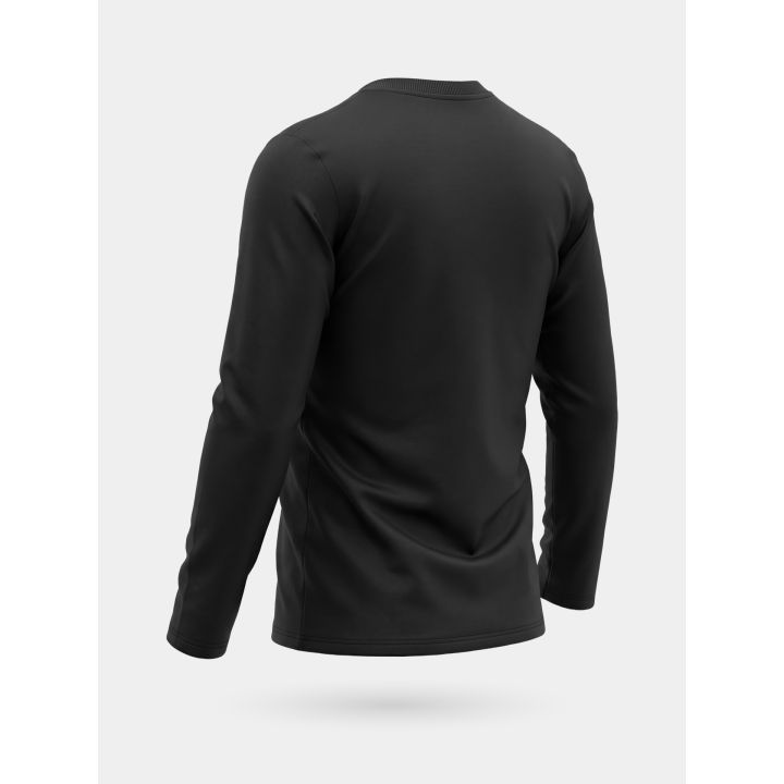 T-shirt a maniche lunghe DS2 ragazzo nera con stella rossa, retro di tre quarti