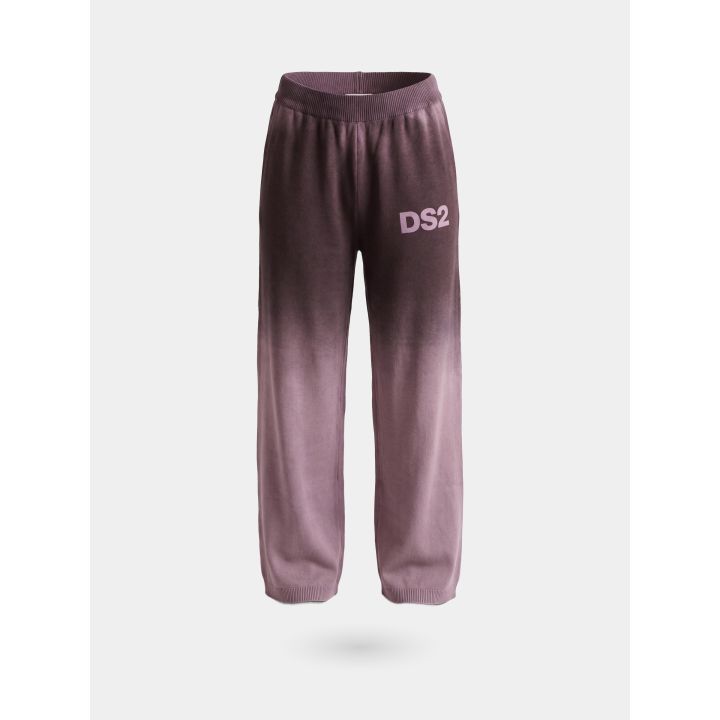 Pantalone in maglia DS2 Drop Season 2 ragazza rosa sfumato a gamba larga, vista frontale