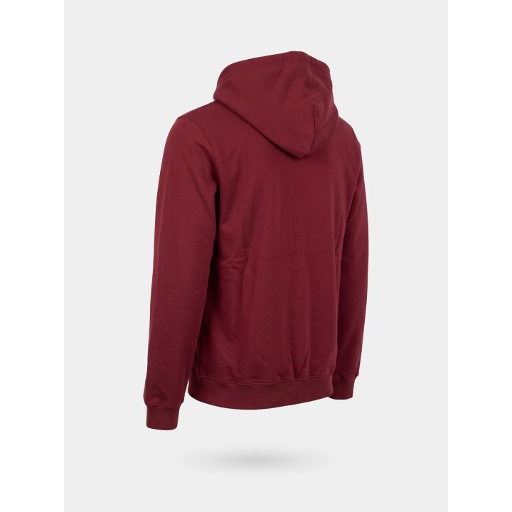 Felpa DS2 ragazzo bordeaux con cappuccio e grande logo bianco, retro di tre quarti