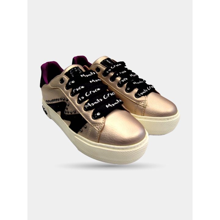 Sneakers Manila Grace oro rosa, vista di tre quarti