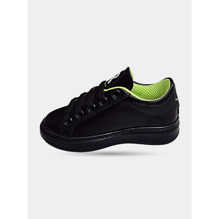 Sneakers nere John Richmond dal lato interno, con il collo verde fluo