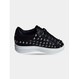 Sneakers John Richmond nere con borchie argentate, vista laterale