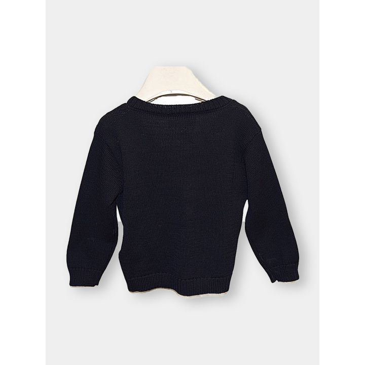 Retro del cardigan blu da neonato a maniche lunghe