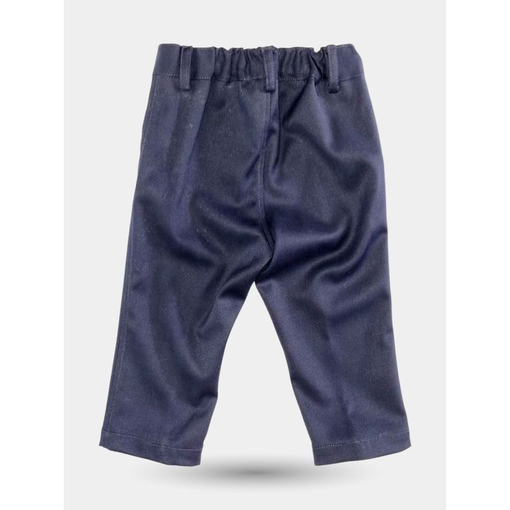 Retro dei pantaloni blu con elastico in vita