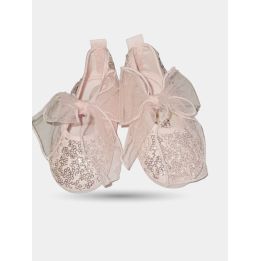 Scarpe Aletta rosa con paillettes e fiocco in tulle, vista frontale