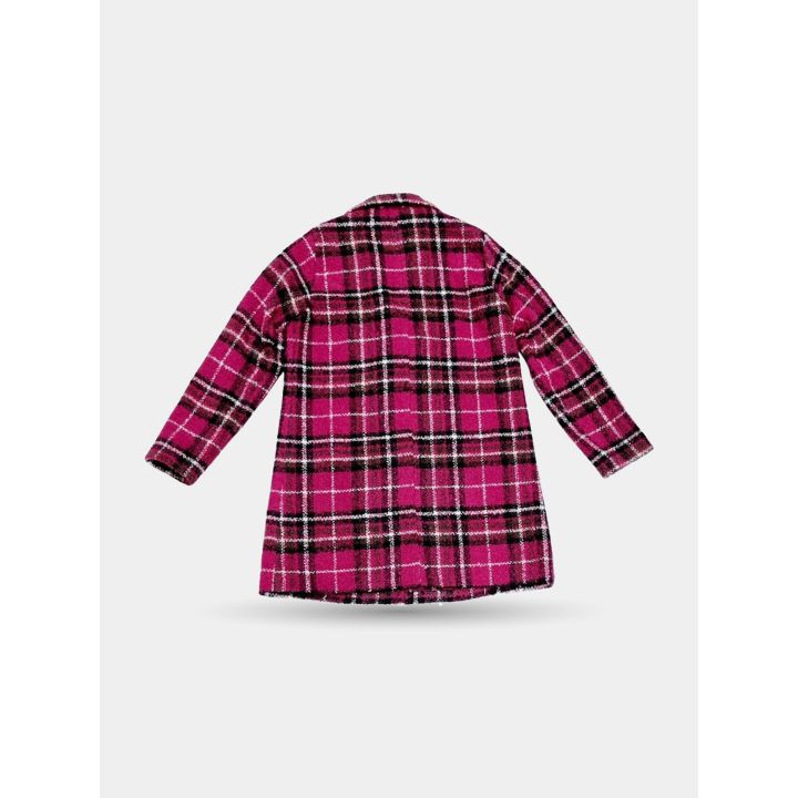 Retro del cappotto a quadri rosa, nero e bianco