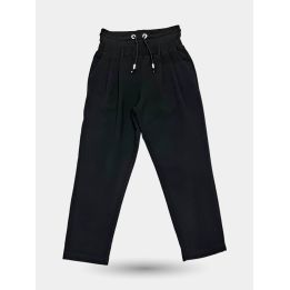 Pantaloni Manila Grace neri con coulisse in vita, vista frontale