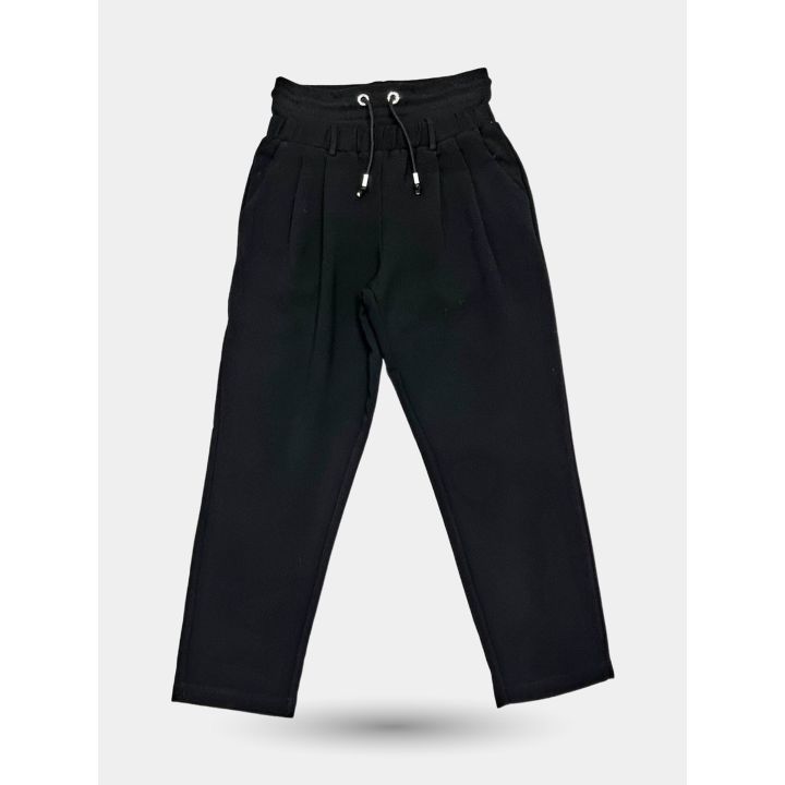 Pantaloni Manila Grace neri con coulisse in vita, vista frontale