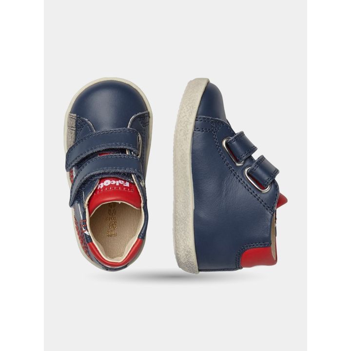 Sneakers blu Falcotto viste dall'alto e di lato con due strappi