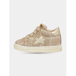 Sneakers Falcotto oro con stampa tartan glitter, vista laterale
