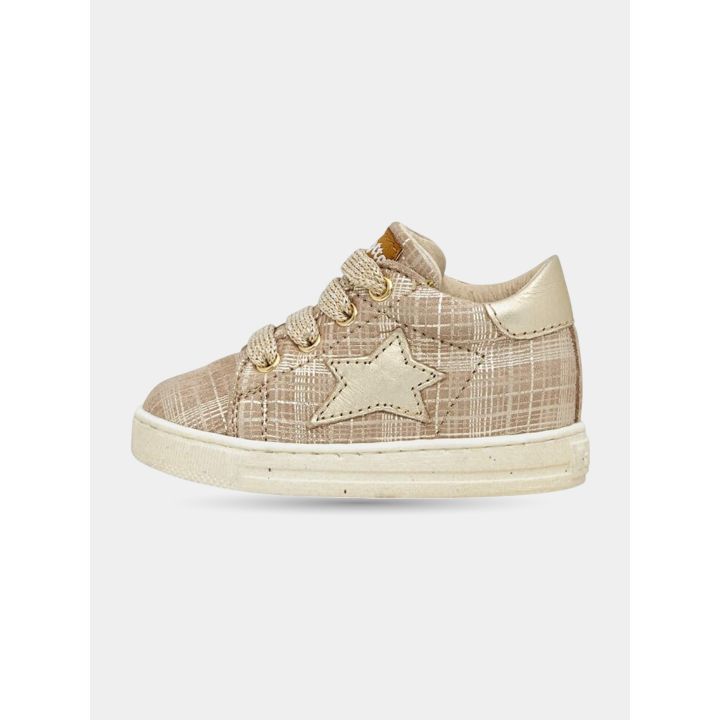 Sneakers Falcotto oro con stampa tartan glitter, vista laterale