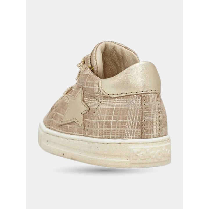 Retro delle sneakers tartan oro con talloncino metallizzato