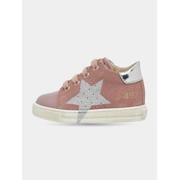 Sneakers Falcotto rosa con stella glitter argento, vista laterale