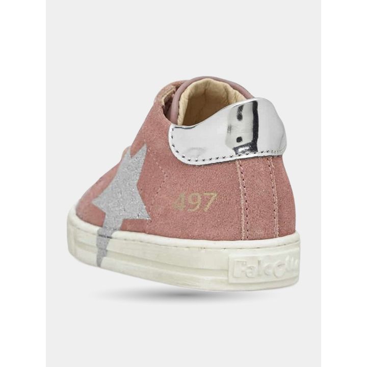 Retro delle sneakers rosa con talloncino argento a specchio