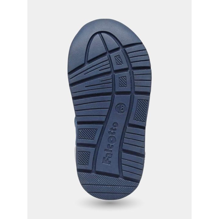 Suola blu delle sneakers Falcotto con il logo