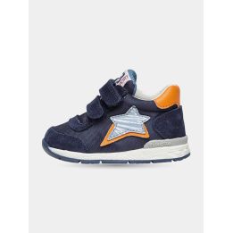 Sneakers Falcotto blu con stella e talloncino arancione, vista laterale
