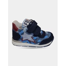 Sneakers Falcotto mimetiche blu con stella, vista dal lato esterno