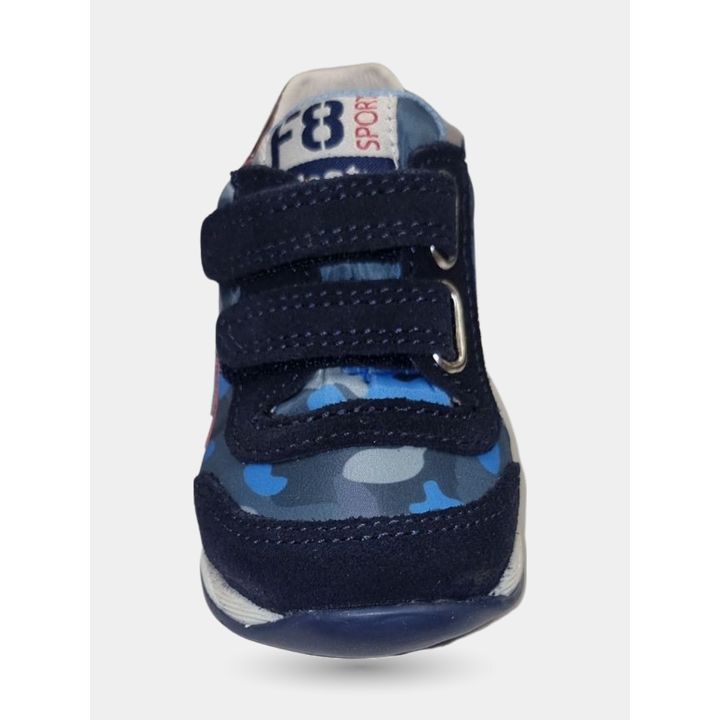 Sneakers Falcotto mimetiche viste di fronte con etichetta F8 Sport