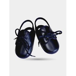 Scarpine eleganti Aletta blu da neonato viste dall'alto con lacci tondi