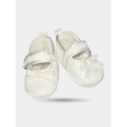Scarpe Aletta in tessuto operato bianco con fiocchetto, vista di tre quarti